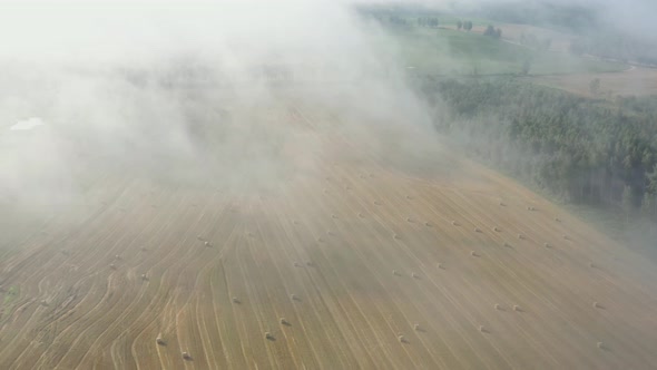 Flight Above Straw Roll Field