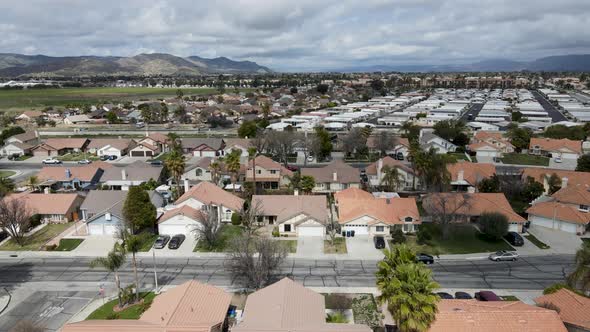 Aerial View of Small Town Hemet in the San Jacinto Valley in Riverside County California