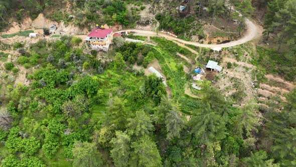 Farming on the banks of the river aerial view Alanya Turkey 4 K