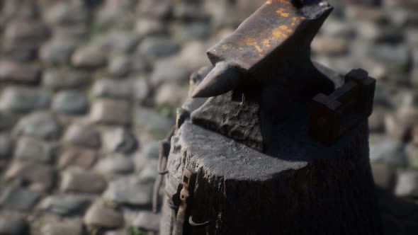 Old Anvil Attached To a Stump alt