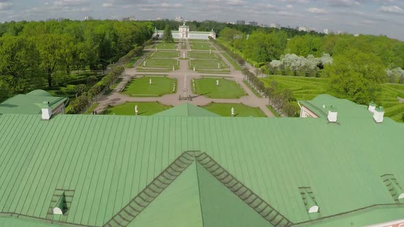 Series of palaces and gardens Tsaritsyno, aerial view