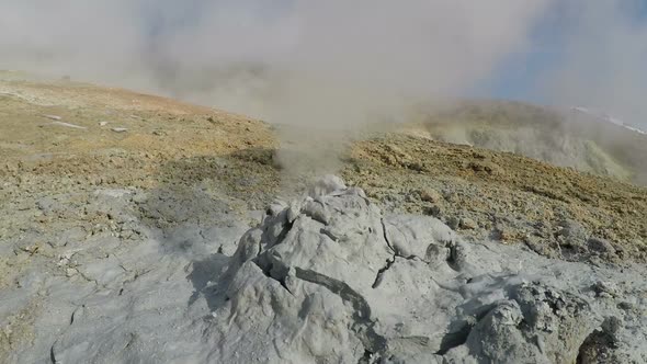 Geothermal Activities - Mud Volcano Eruption Clouds of Vapor, Hot Gas