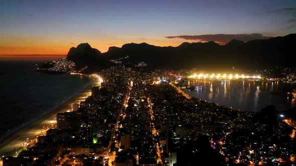 Sunset at Rio de Janeiro Brazil. International travel landmark.