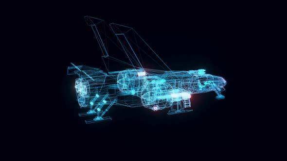 Futuristic Combat Jet Hologram Rotating 4k alt