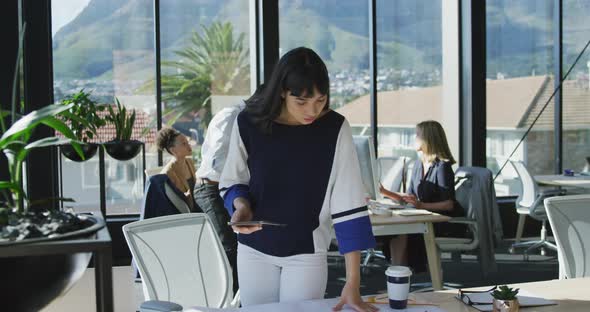 Young woman using tablet computer