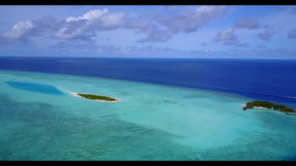 Aerial top view travel of relaxing resort beach lifestyle by blue ocean with white sandy background 