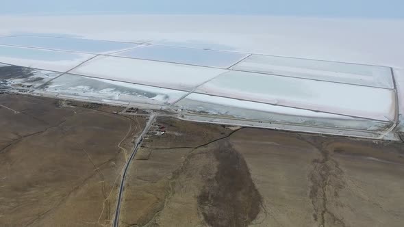 Aerial Salt Production Facilities and Saline Evaporation Pond Fields in the White Salty Lake
