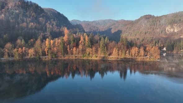 Lake Bled on a misty autumn morning