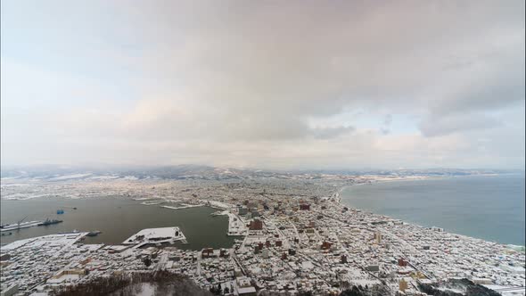 Beautiful landscape top of view at Hakodate city in Hokkaido Japan