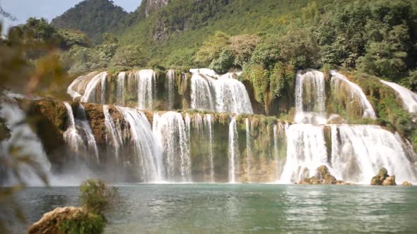 Beautiful Cao Bang Waterfall in Vietnam at the border of China -wide reveal