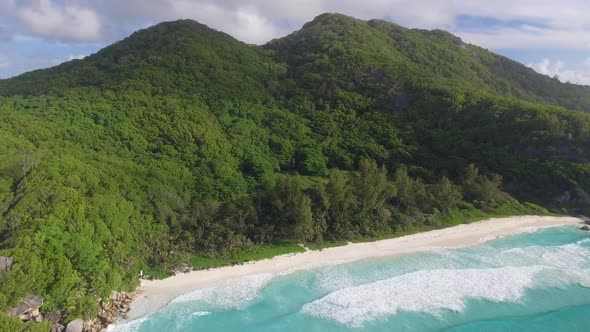 Amazing Aerial View of Grand Anse in La Digue Island Seychelles