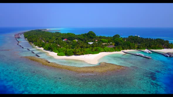 Aerial scenery of paradise sea view beach adventure by turquoise lagoon with white sand background o