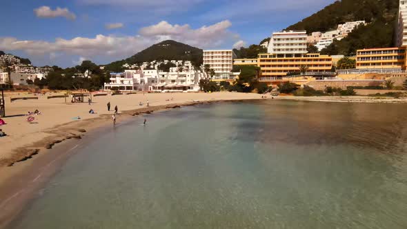 Cala Llonga beach in Ibiza, Spain