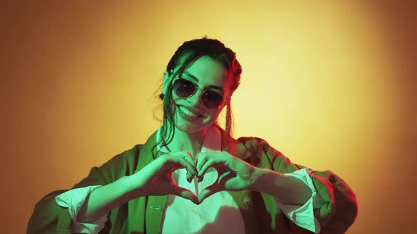 Heart Gesture Supportive Woman Love Neon Light