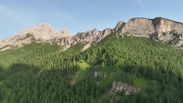 Lake of Misurina, aerial view of Dolomites and the hills around it