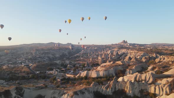 Cappadocia, Turkey : Balloons in the Sky. Aerial View