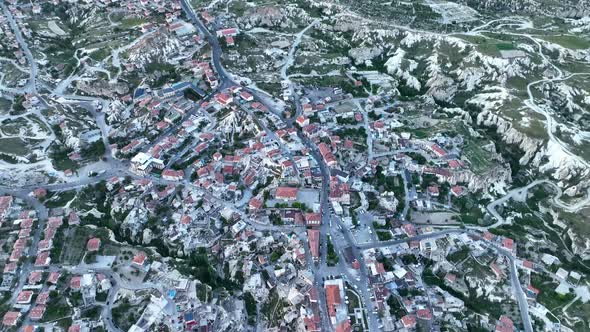 Cappadocia, a semi-arid region in central Turkey, 4 K Aerial view