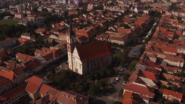 Aerial view of the Evangelical Church in Bistrita