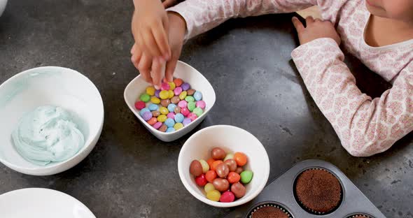 Children eating candies