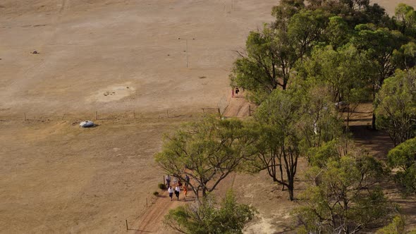 People Walking on Dirt Road