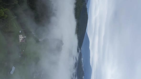 Vertical Video of Fog in the Mountains