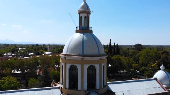 Church, Cathedral, Temple (Mendoza, Argentina) aerial view, drone footage alt