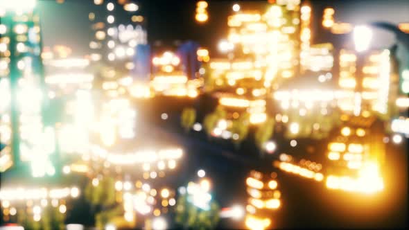 Defocused Background of City Night Light Blur Bokeh