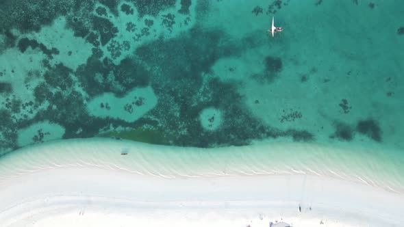 Coastal Landscape of Zanzibar Tanzania  Boats Near the Shore