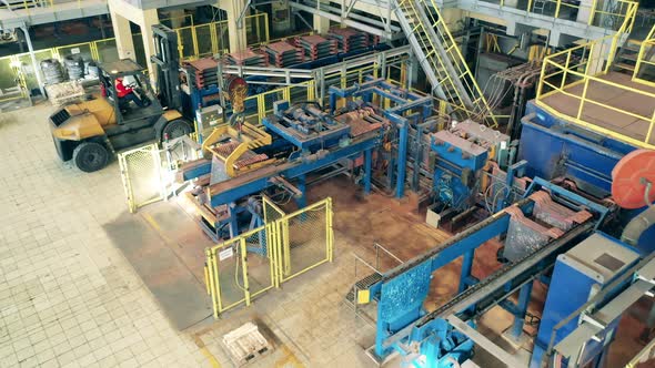 Mechanized Unit of a Copper Mill Filmed in a Top View