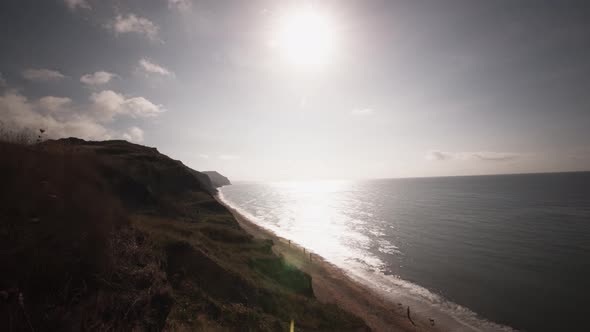 Morning Timelapse on the Jurassic coast near Charmouth. With the sun rising in the east. the east co