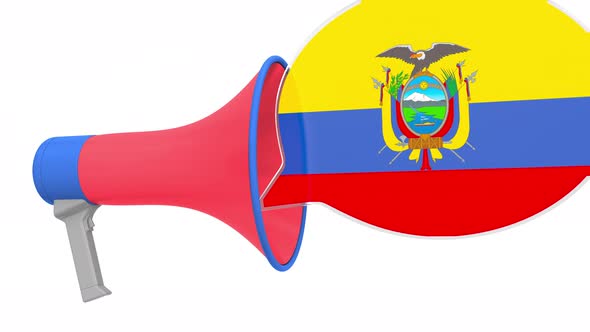 Megaphone and Flag of Ecuador on the Speech Balloon