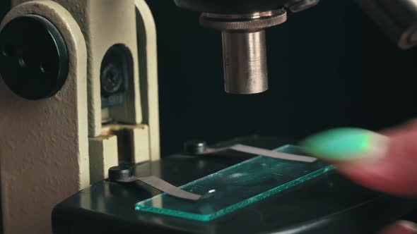 Microscope Glass and Magnifying Glass Rise Close Up