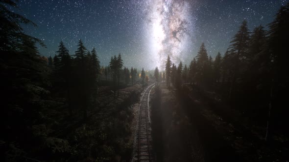 The Milky Way Above the Railway and Forest