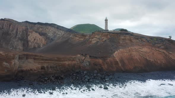 Panoramic View of Ocean Waves Washing Faial Island Azores Portugal Europe