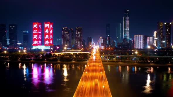 Close Up Aerial Time Lapse Photography Of Hunan Juzizhou Bridge