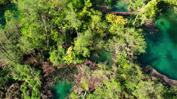 drone reveals Plitvice lakes croatia, Nacionalni park travel holiday tourist destination in wilderne