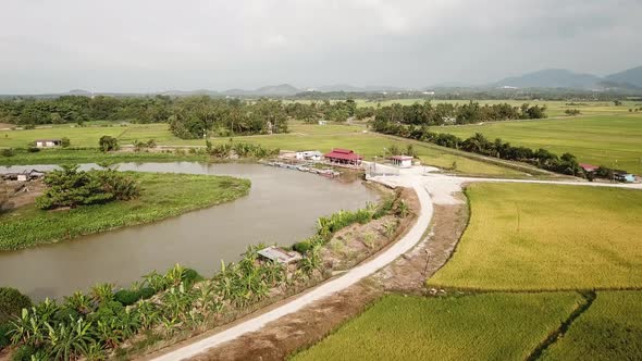 Aerial view Sungai Perai at jetty