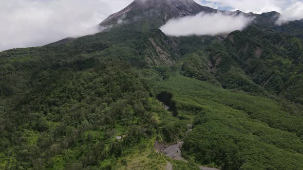 Time lapse aerial view of Merapi Mountain in Indonesia