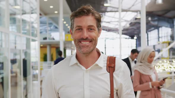 Businessman arriving at a conference