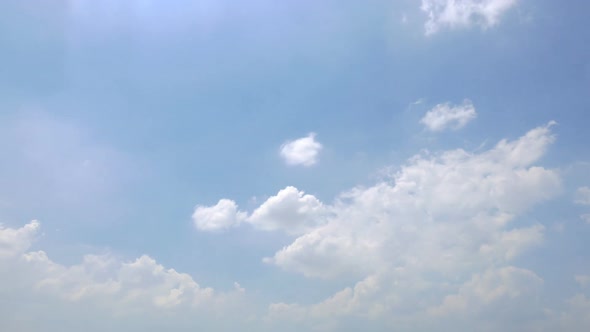 Time lapse of white cloud moving pass around sky background