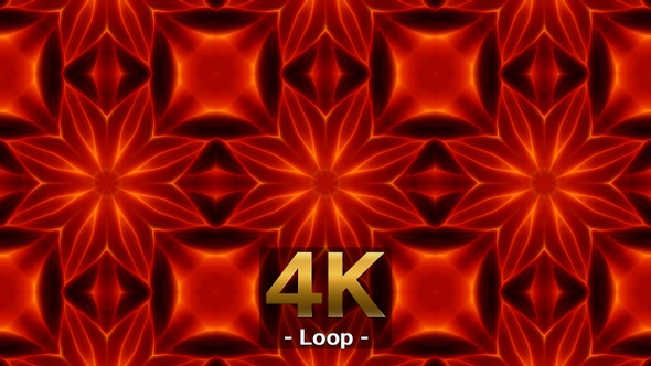 Flowing Red Energy Kaleidoscope 4K 01