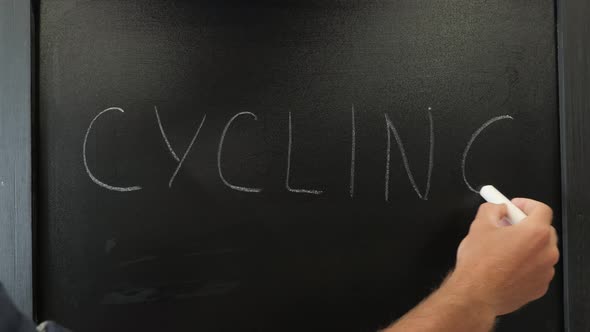 Cycling written on chalkboard