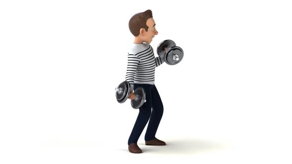 6 fun cartoon men with weights