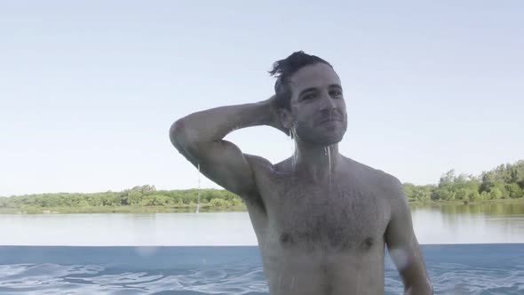 Man in swimming pool