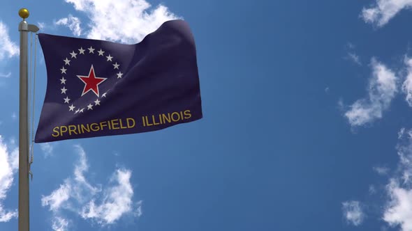 Springfield City Flag Illinois (Usa) On Flagpole