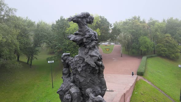 Kyiv, Ukraine Aerial View in Autumn : Babi Yar - the Place of the Murder of Jews During the Second