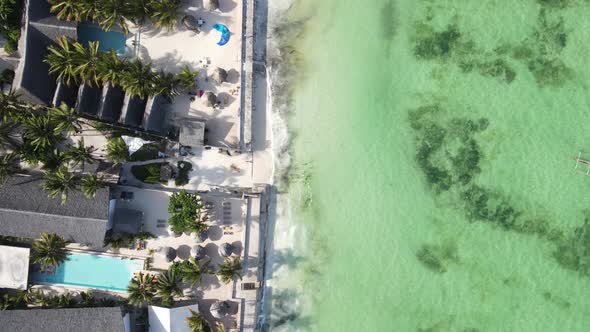 Zanzibar Tanzania  Aerial View of the Ocean Near the Shore of the Island Slow Motion