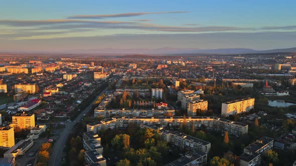 Uzhgorod City Landscape with Houses Roofs in Zakarpattya Ukraine