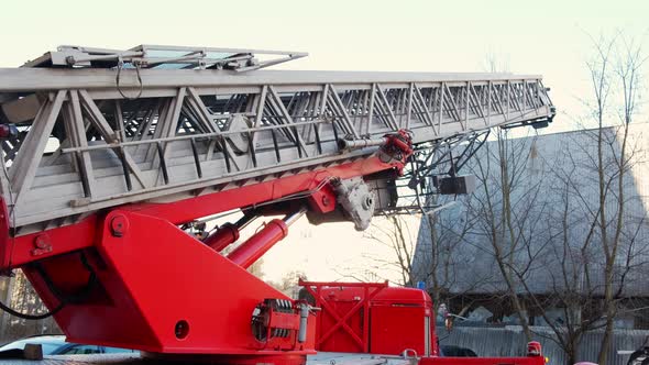 A Ladder Used By Firefighters in a Fire Truck During a Fire