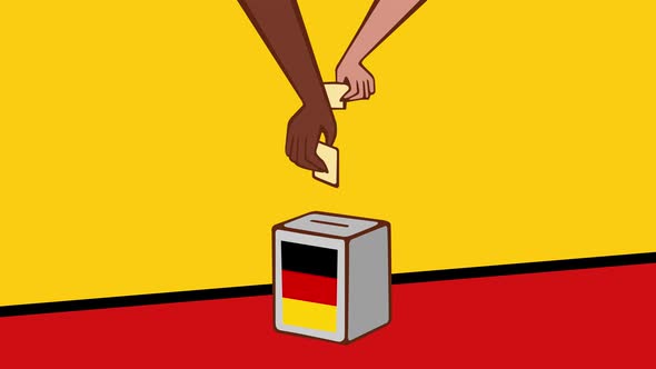 Voting - Close-up of hand casting and inserting a vote in polling box - Germany